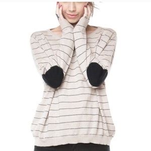 Brandy Melville Cream Striped Sweatshirt Elbow
